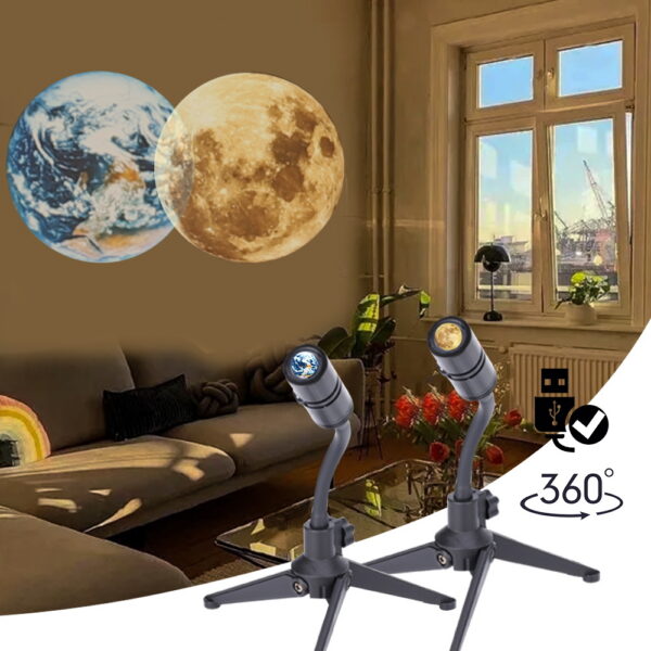 0868846d-6b0f-443f-90a7-eef3df0b6616.jpg 2 In 1 Star Projector Earth And Moon Projection Lamp 360 Rotating Bracket USB Led Night Light For Bedroom Decoration