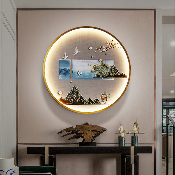 098b07f0-759a-48a6-8cef-de1cb9ec973c.jpg Three Dimensional Relief Entryway Decorative Painting Lamp Circular Background Wall Landscape Mural Lamp