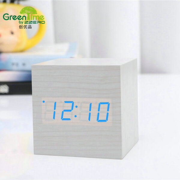 10813151520453.jpg Minimalist Cube shaped sound-sensitive wooden digital clock with temperature display