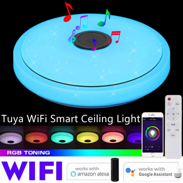 1619061421308.jpg Tuya Wifi Smart Ceiling Light Led Colorful App Remote Control Bluetooth Lamps Alexa Google Home Cross-Border