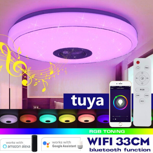 1619061421309.jpg Tuya Wifi Smart Ceiling Light Led Colorful App Remote Control Bluetooth Lamps Alexa Google Home Cross-Border