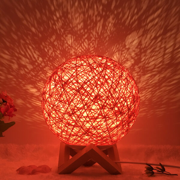 316060488092.jpg Amazon Hot Selling Creative Linen Table Lamp Novel and Unique LED Intelligent USB7 Color RGB16 Color Remote Control Rattan Ball Lamp