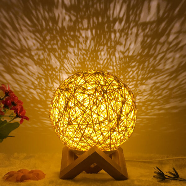 3963302925804.jpg Amazon Hot Selling Creative Linen Table Lamp Novel and Unique LED Intelligent USB7 Color RGB16 Color Remote Control Rattan Ball Lamp