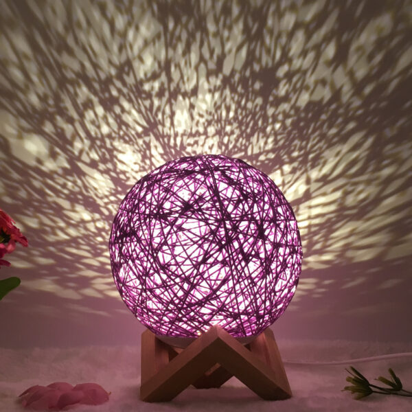 5128391698746.jpg Amazon Hot Selling Creative Linen Table Lamp Novel and Unique LED Intelligent USB7 Color RGB16 Color Remote Control Rattan Ball Lamp