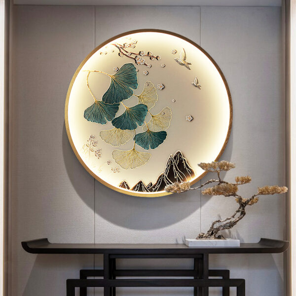 861990f6-0e08-4d05-81b4-f88308b3f729.jpg Three Dimensional Relief Entryway Decorative Painting Lamp Circular Background Wall Landscape Mural Lamp