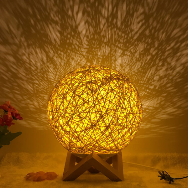 902865392043.jpg Amazon Hot Selling Creative Linen Table Lamp Novel and Unique LED Intelligent USB7 Color RGB16 Color Remote Control Rattan Ball Lamp