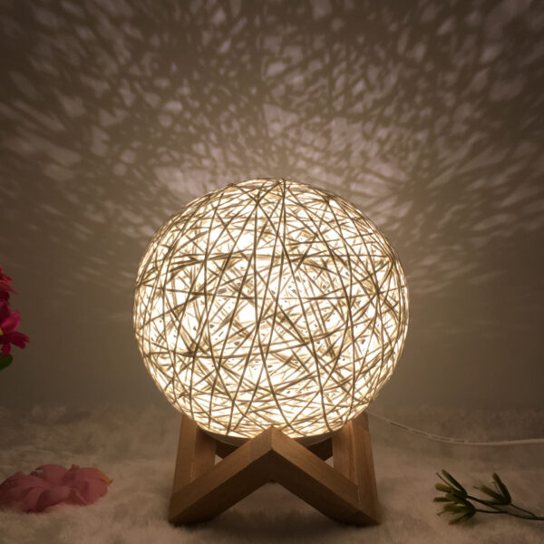 911379119957.jpg Amazon Hot Selling Creative Linen Table Lamp Novel and Unique LED Intelligent USB7 Color RGB16 Color Remote Control Rattan Ball Lamp