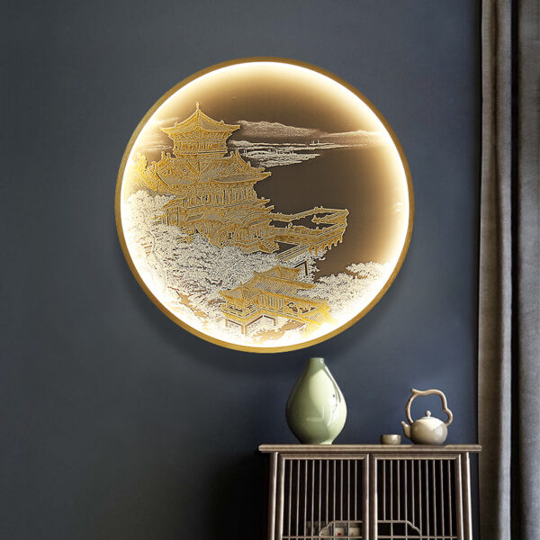e82ab0e7-91de-472b-9cc1-5e2274959fcc.jpg Three Dimensional Relief Entryway Decorative Painting Lamp Circular Background Wall Landscape Mural Lamp